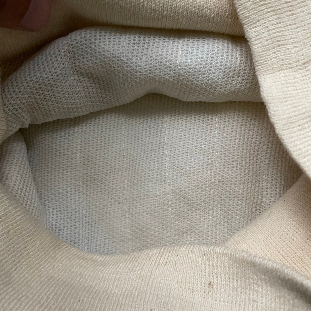 Vintage Quilted Insulated Thermal Sweatshirt Mens Medium Cream 80s Hollofil 808 - Picture 8 of 9